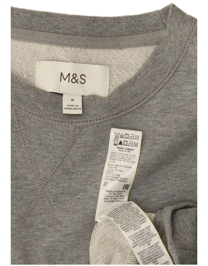 Мужской свитер Marks & Spencer, хлопковый джемпер среднего серого цвета с крапинками