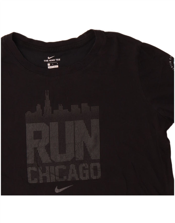 Женская футболка NIKE Dri Fit с рисунком, топ UK 16, большой размер, черный хлопок