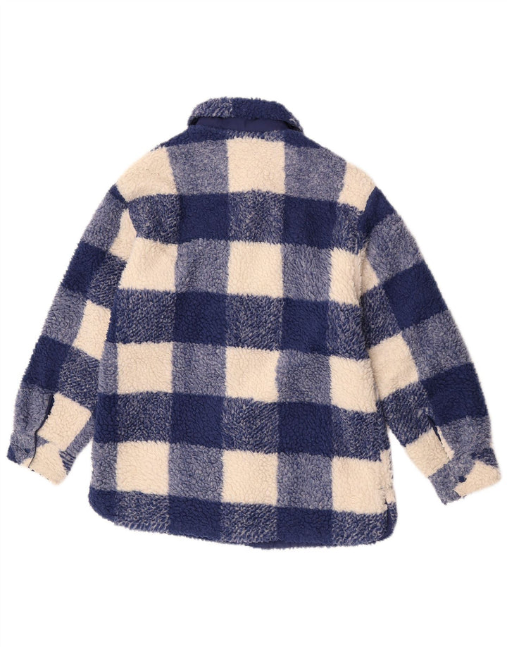 Флисовая куртка Zara для девочек 13-14 лет, синяя, из полиэстера в мелкую клетку