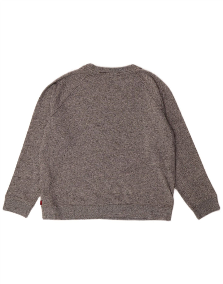 LEVI'S Womens Oversized Graphic Sweatshirt Jumper UK 10 Small Grey Cotton