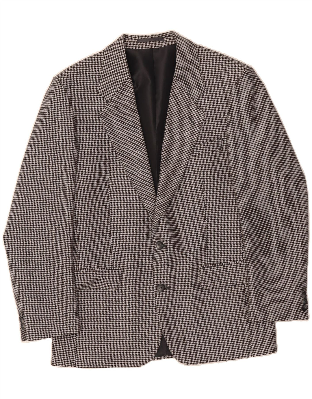 KILMAINE Mens 2 Button Blazer Jacket UK 40 Large Black Houndstooth Vintage Kilmaine and Second-Hand Kilmaine from Messina Hembry 