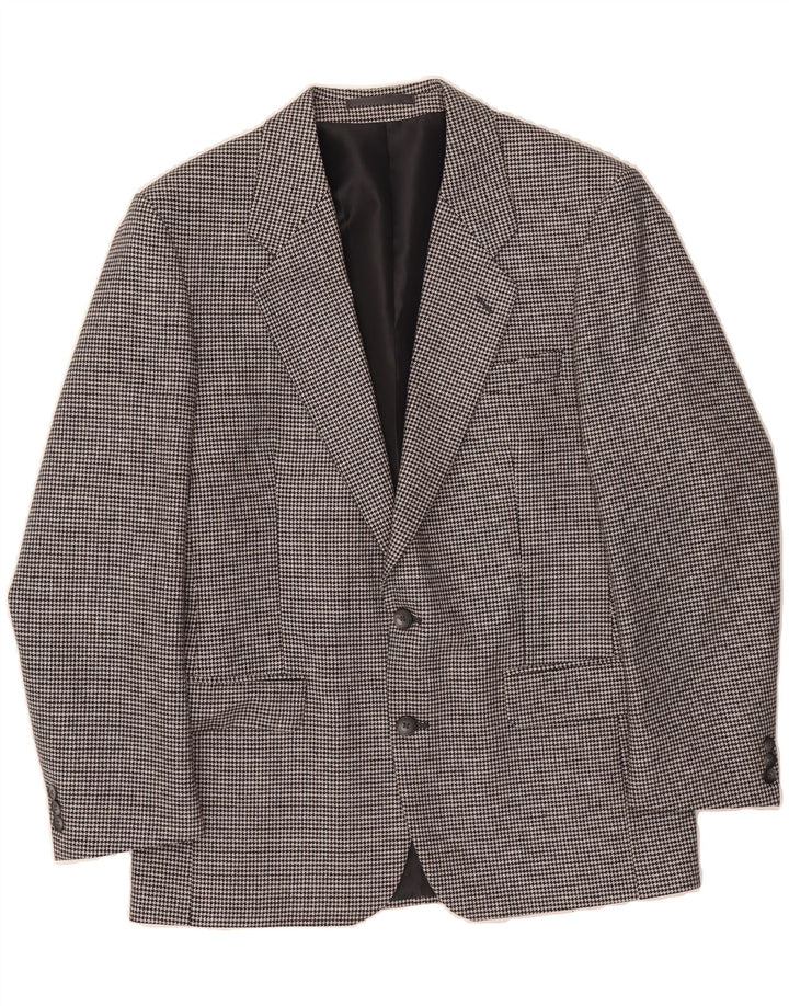 KILMAINE Mens 2 Button Blazer Jacket UK 40 Large Black Houndstooth Vintage Kilmaine and Second-Hand Kilmaine from Messina Hembry 