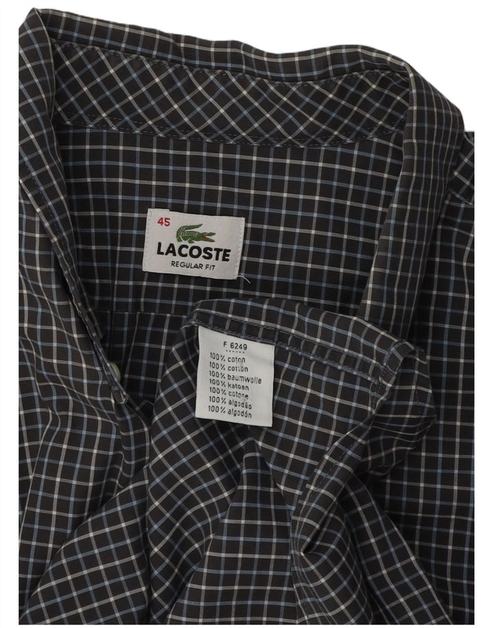 Мужская рубашка стандартного кроя Lacoste, размер 45 XL, хлопковая серая клетка