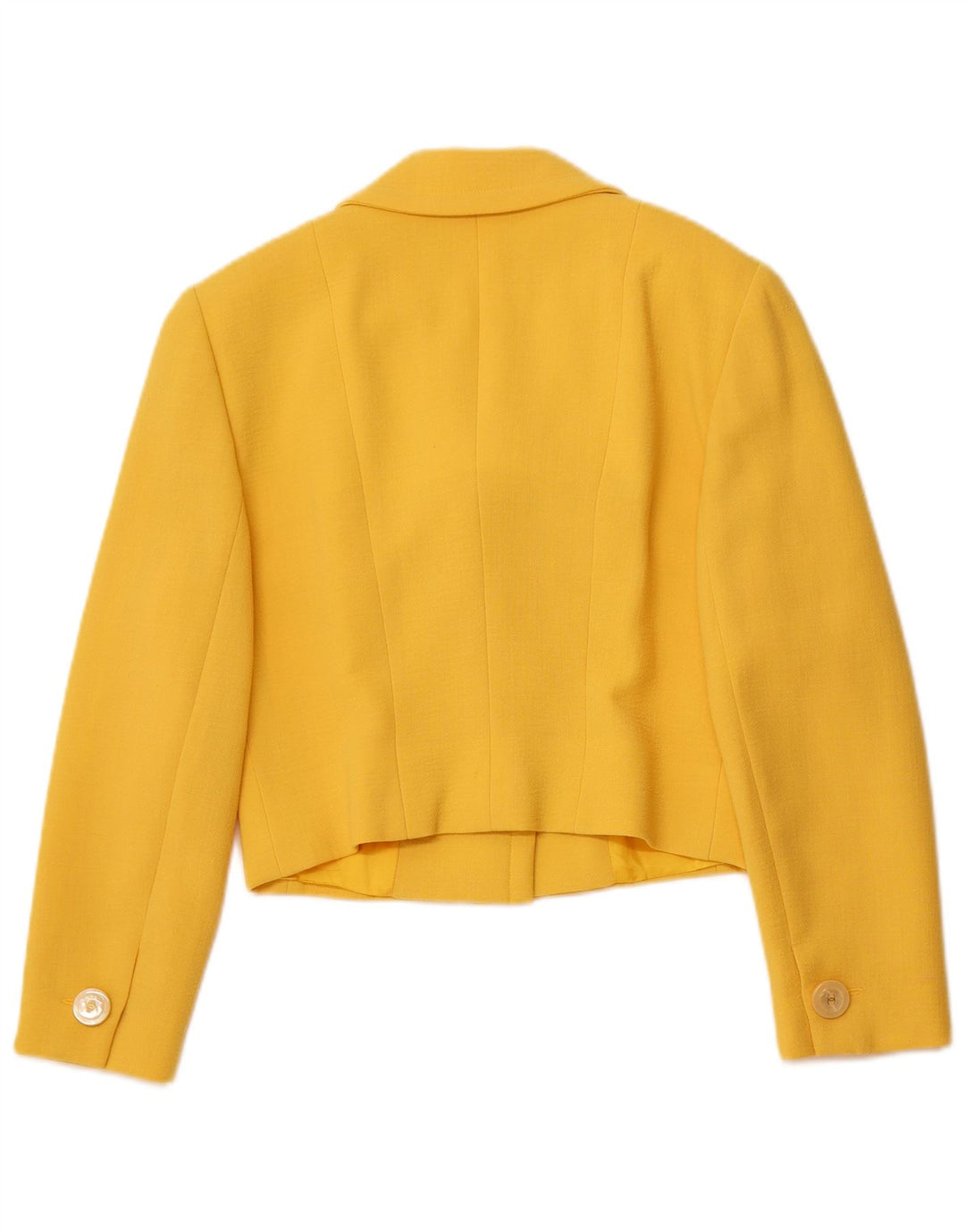 ВИНТАЖНЫЙ комплект женской юбки из 2 предметов на 4 пуговицах IT 44 Средний W26 Желтая шерсть