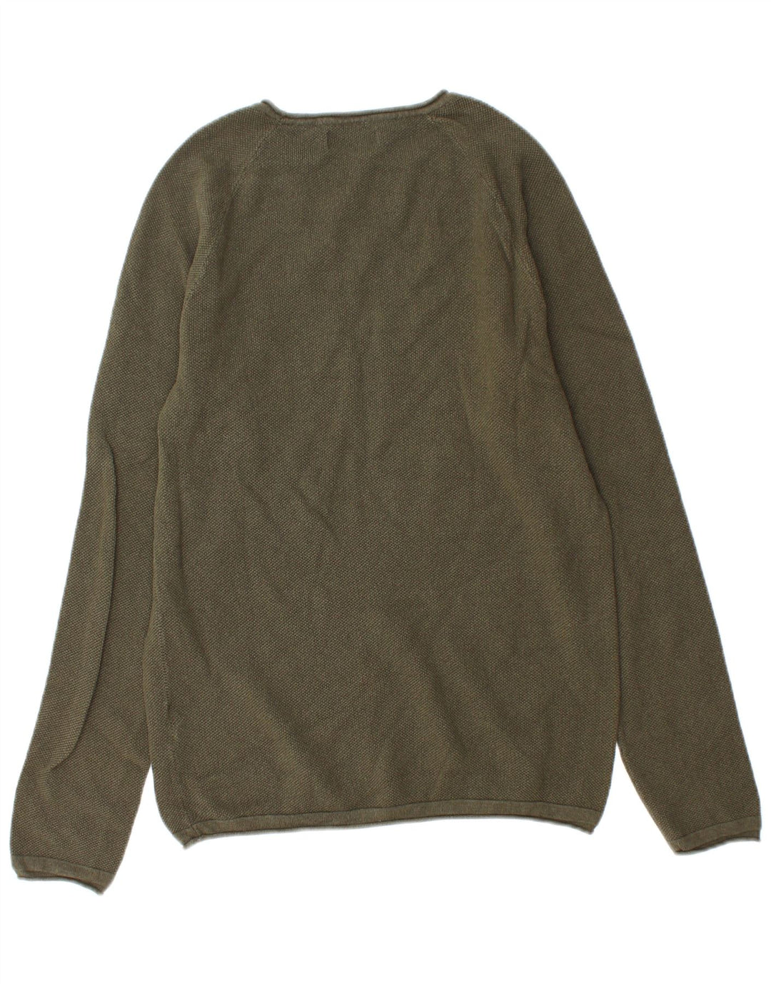 Мужской джемпер с круглым вырезом Jack & Jones, хлопковый свитер среднего зеленого цвета