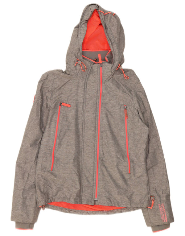 Женская дождевик с капюшоном Superdry UK 14, большой серый нейлон