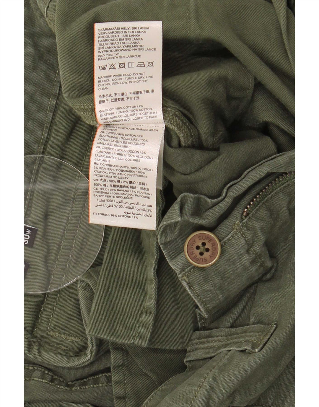 Мужские шорты карго Superdry W30, средний зеленый хлопок, хлопок