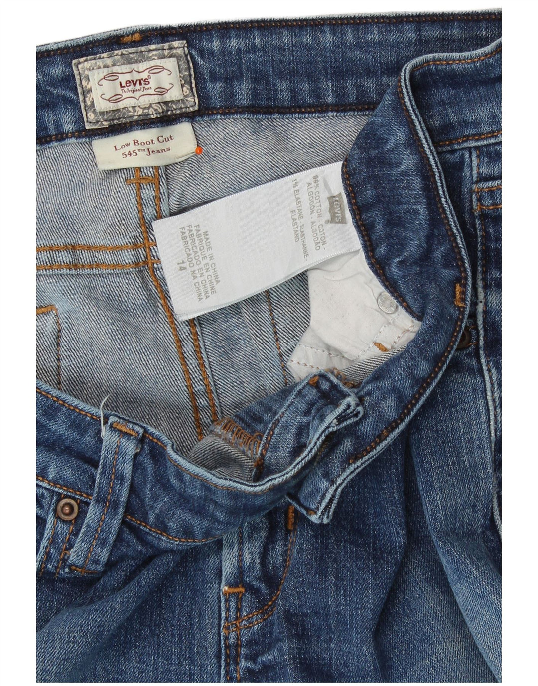 Женские джинсы LEVI'S 545 Low Bootcut США 14 XL W36 L30 Синий хлопок