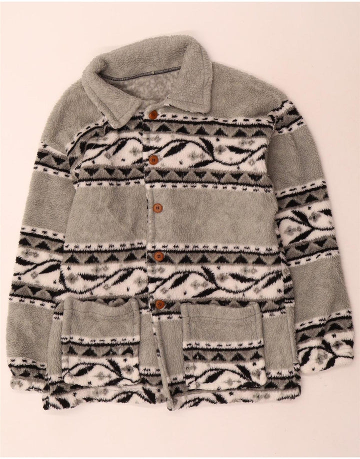 Винтажная мужская флисовая куртка UK 38, средний серый цвет Fair Isle