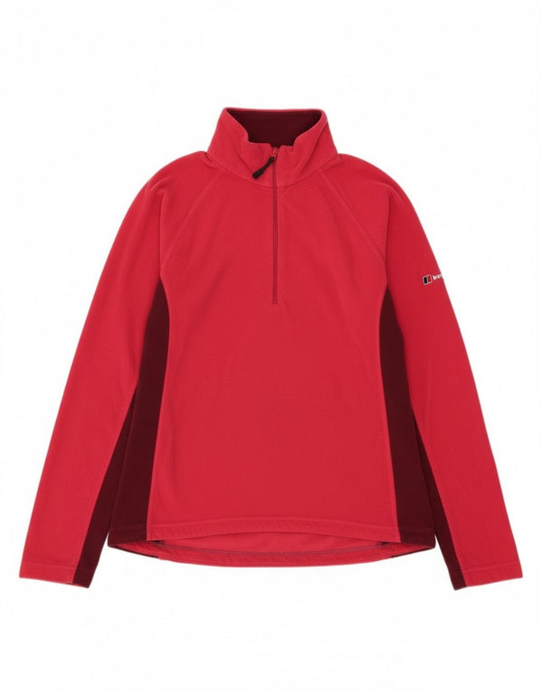 Женский флисовый джемпер Berghaus с воротником на молнии UK 12, средний красный, цветных блоков