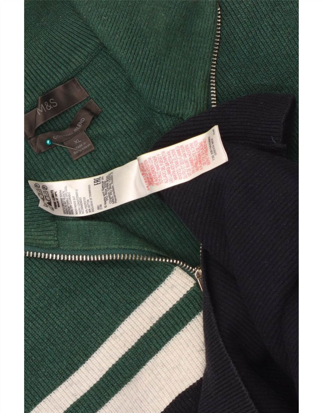 Мужской джемпер с воротником на молнии Marks & Spencer XL темно-синий с цветными блоками