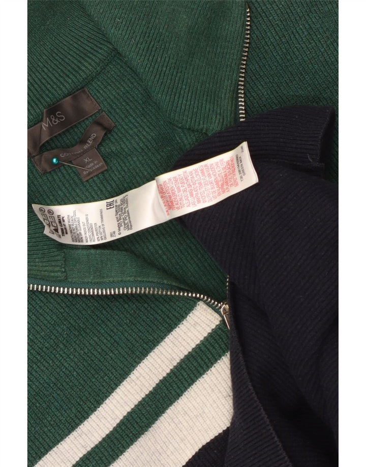 Мужской джемпер с воротником на молнии Marks & Spencer XL темно-синий с цветными блоками