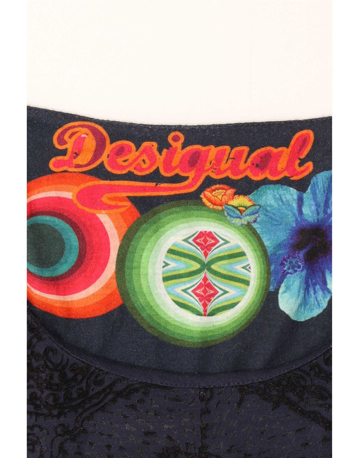 Женское платье прямого кроя Desigual с длинным рукавом и цветочным принтом среднего размера из вискозы