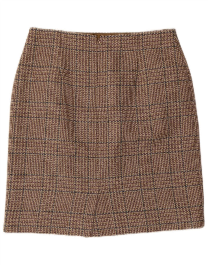 MAX MARA Womens Straight Skirt UK 16 Large W32 Beige Houndstooth Wool