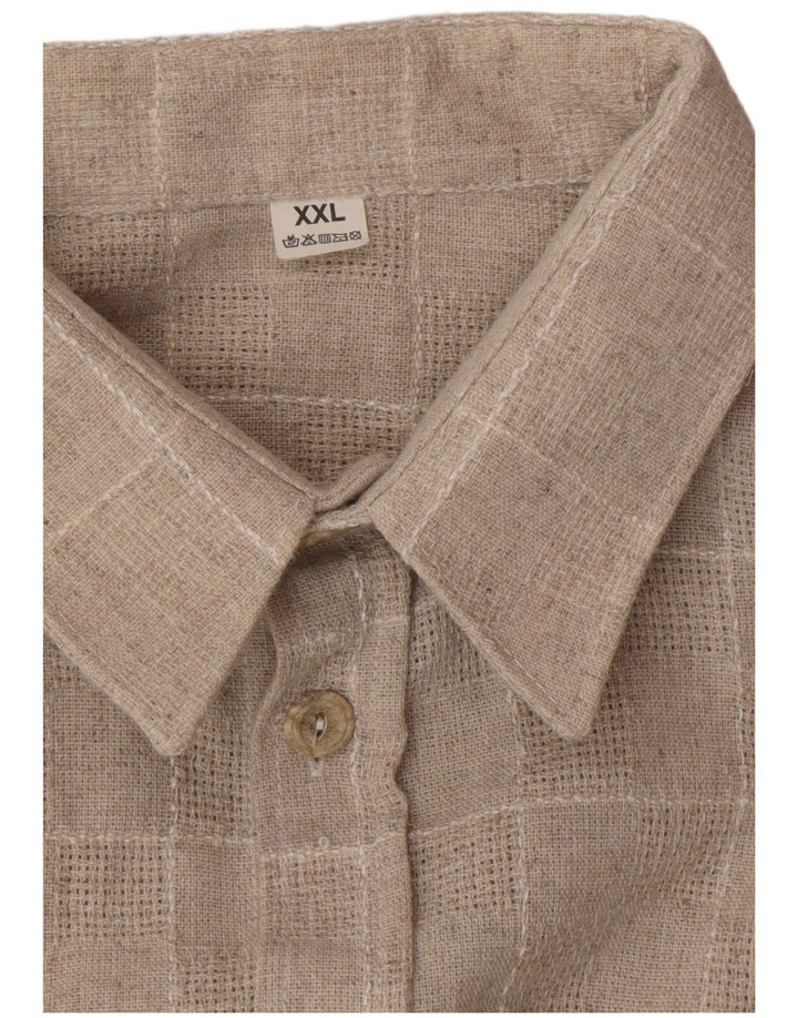 Мужская рубашка VINTAGE 2XL бежевая клетка