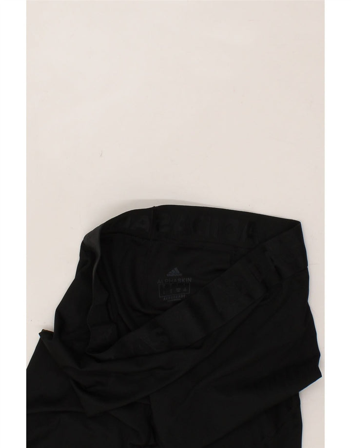 ADIDAS Womens Aeroready Graphic Leggings UK 14 Large  Black Polyester Vintage Adidas and Second-Hand Adidas from Messina Hembry 