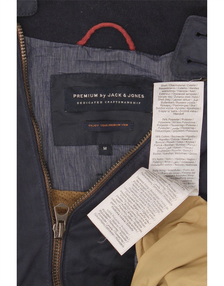 Мужская куртка-бомбер Jack & Jones UK 38, средний темно-синий полиэстер
