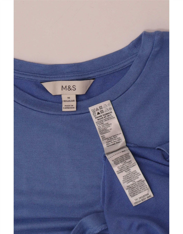 Женский топ с длинным рукавом Marks & Spencer UK 16, большой синий, вискоза
