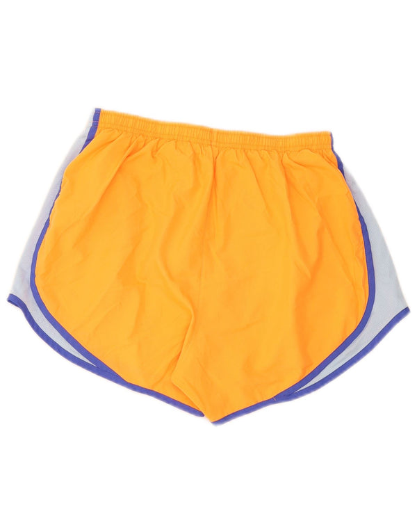 Женские спортивные шорты Nike Dri Fit UK 12, средние оранжевые цвета с цветными блоками