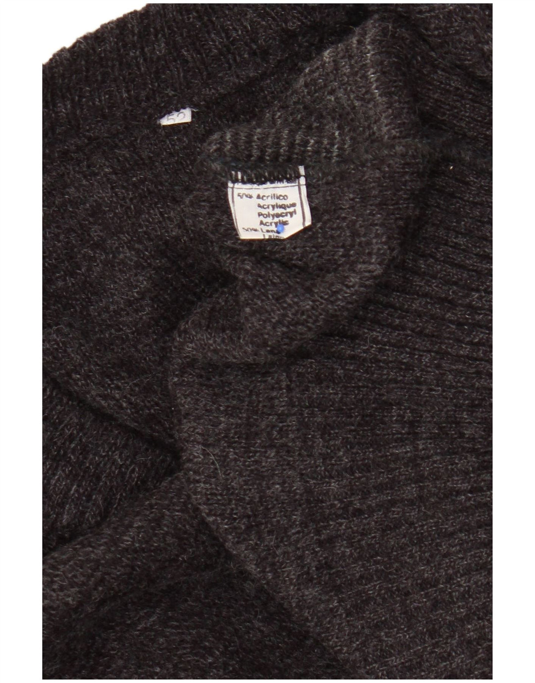 Винтажный мужской джемпер с v-образным вырезом IT 52, большой серый акрил с геометрическим рисунком