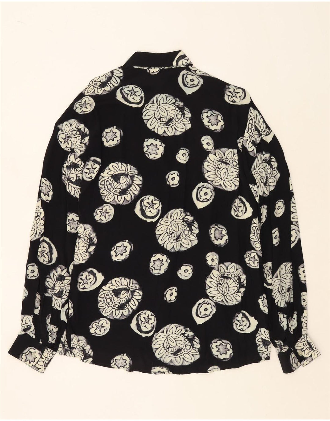 Мужская рубашка VINTAGE, большая черная вискоза с цветочным принтом