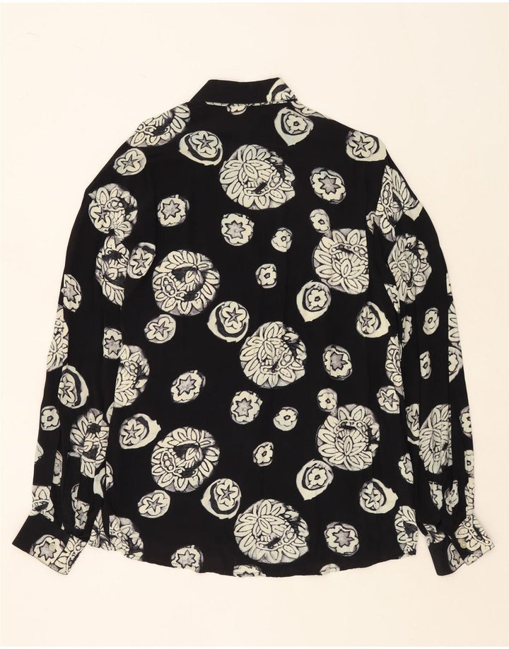 Мужская рубашка VINTAGE, большая черная вискоза с цветочным принтом