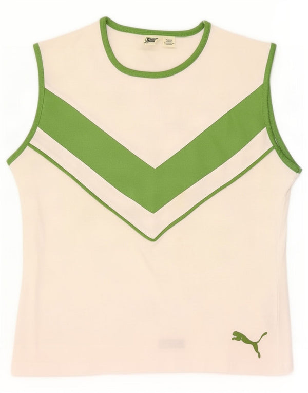 Puma Womens Vest Top UK 14 Large White Colourblock Cotton