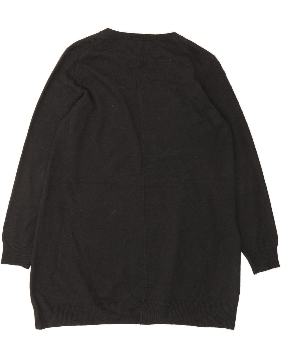MARKS & SPENCER Womens Longline V-Neck Jumper Sweater UK 10 Small Black Vintage Marks & Spencer and Second-Hand Marks & Spencer from Messina Hembry 