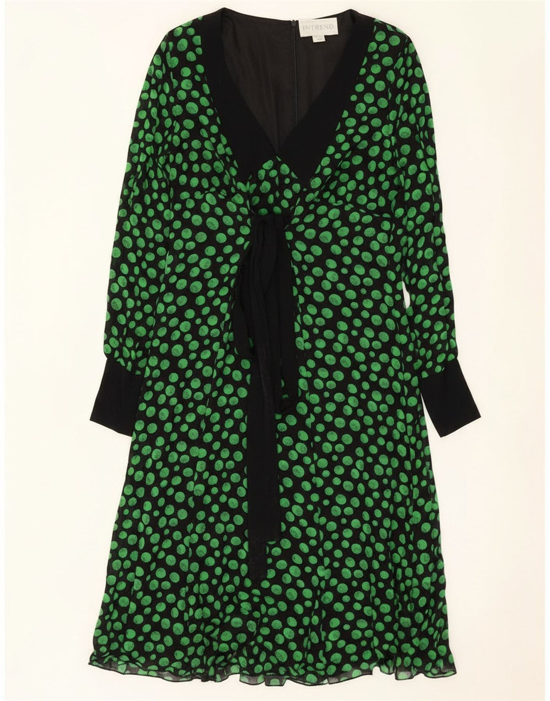 Женское платье-трапеция с длинным рукавом Max Mara Intrend UK 12, средний черный в пятнышко