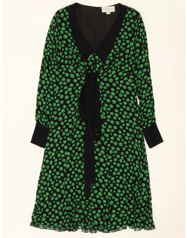 Женское платье-трапеция с длинным рукавом Max Mara Intrend UK 12, средний черный в пятнышко