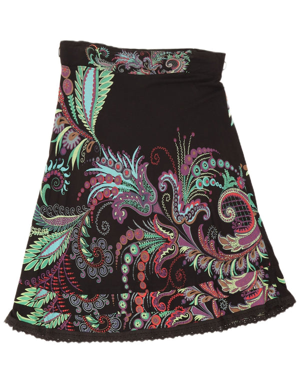 Женская юбка-трапеция Desigual Medium W30 Черная вискоза с пейсли