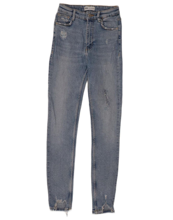 Женские потертые джинсы скинни ZARA EU 34 2XS W24 L27 Синие