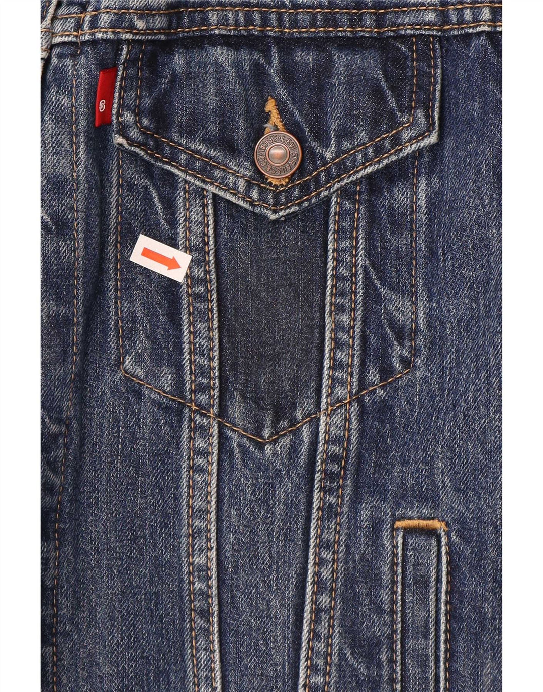 Женская джинсовая куртка Levi's UK 14, хлопок среднего синего цвета