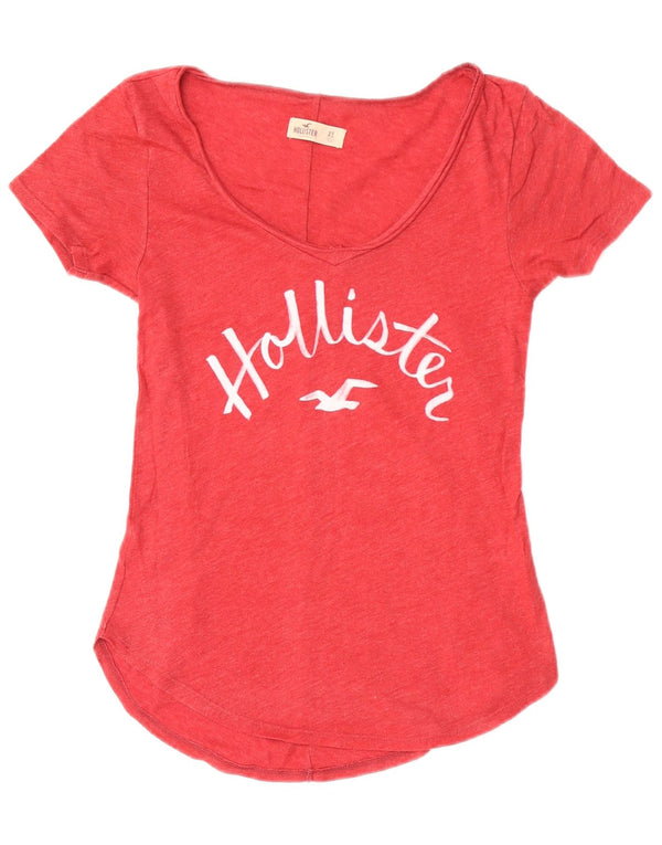 Женская футболка с рисунком Hollister Top UK 4 XS Красная