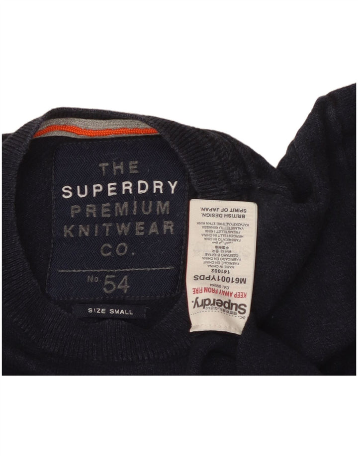 SUPERDRY Мужской свитер с круглым вырезом, маленький темно-синий, хлопок