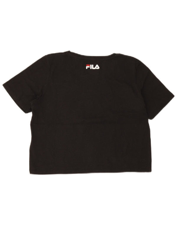 Женская укороченная футболка с рисунком Fila Top UK 10, маленький черный хлопок