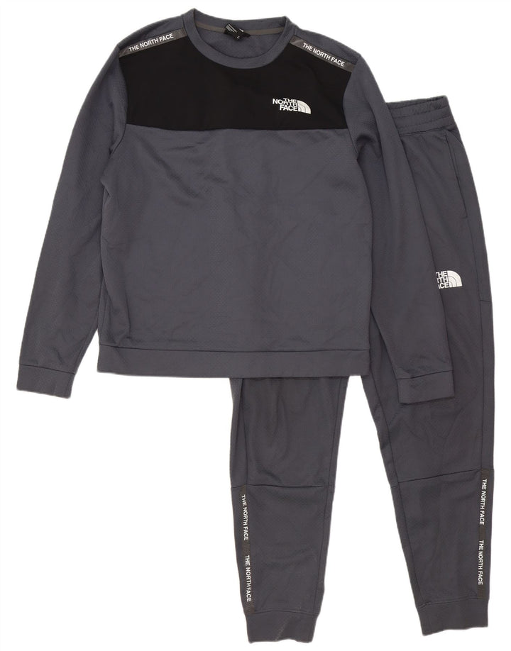 Мужской спортивный костюм с графическим рисунком The North Face, средний серый с цветными блоками