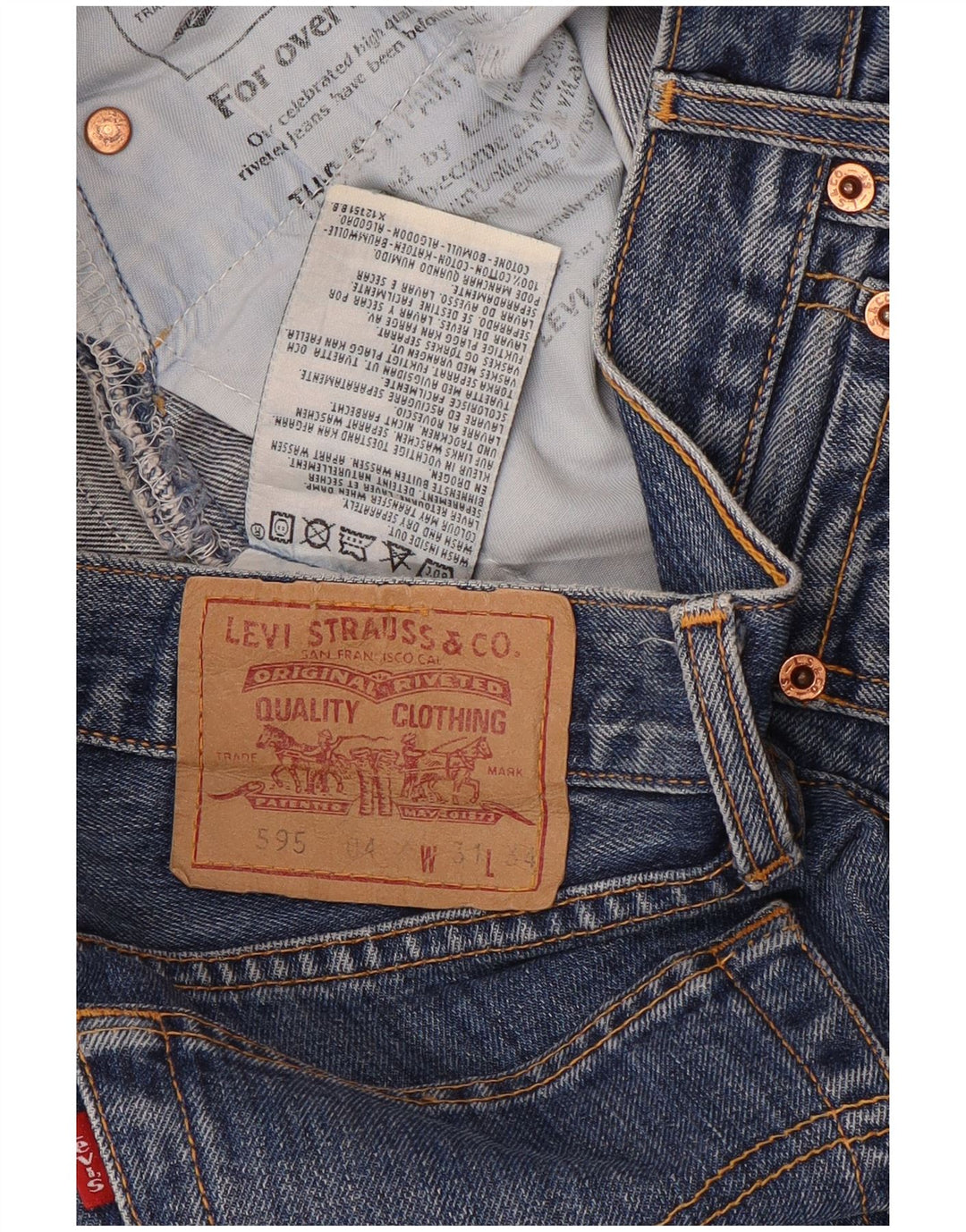 Женские прямые джинсы Levi's 595 W31 L34 синие, хлопок