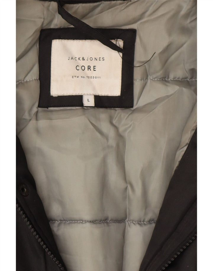 Мужская парка JACK & JONES с капюшоном UK 40, большая черная