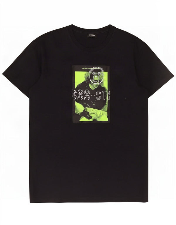Diesel Mens Graphic T-Shirt Top 2XL Black Cotton