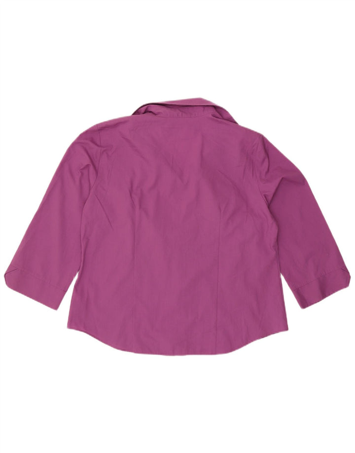 Женская рубашка с рукавом 3/4 Marks & Spencer UK 18 XL Фиолетовый полиэстер