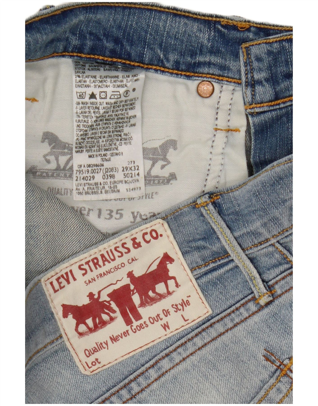 Мужские узкие джинсы Levi's W29 L32 синие, хлопок