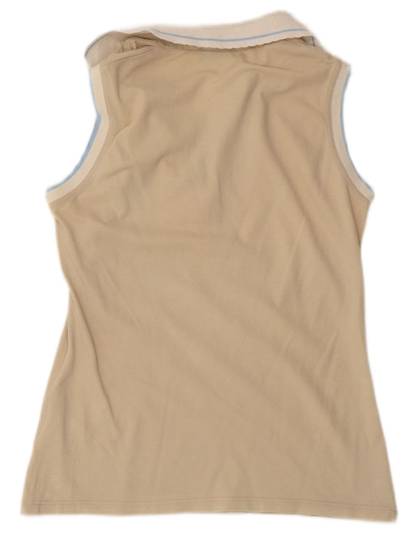 Женская рубашка поло FRED PERRY с рюшами спереди, Великобритания, 14, большая, бежевая, с цветными блоками