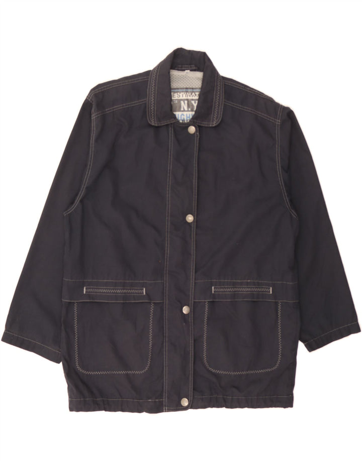 VINTAGE Womens Windbreaker Jacket EU 44 XL Navy Blue Vintage Vintage and Second-Hand Vintage from Messina Hembry 
