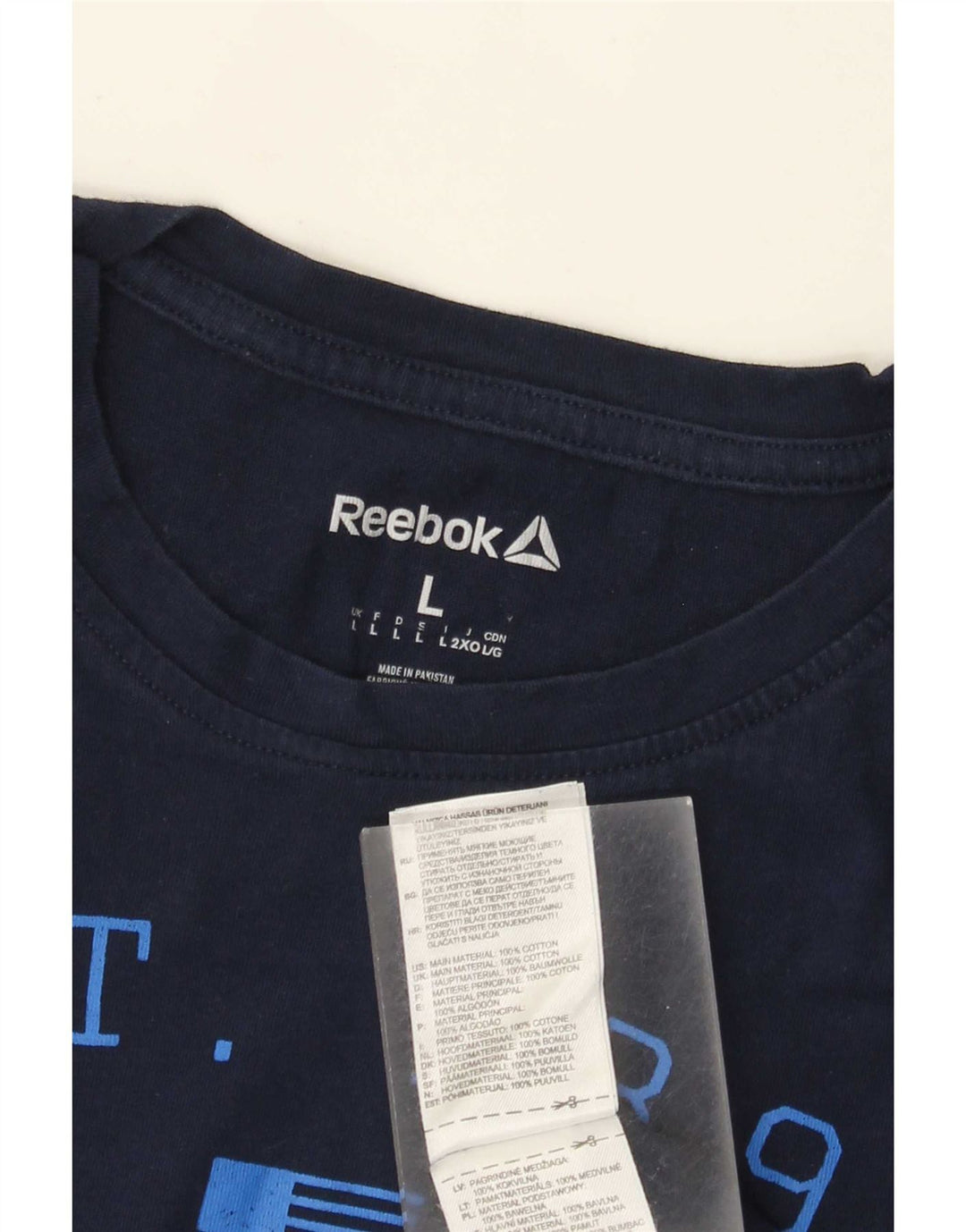 Мужская футболка с рисунком Reebok, большой темно-синий хлопок