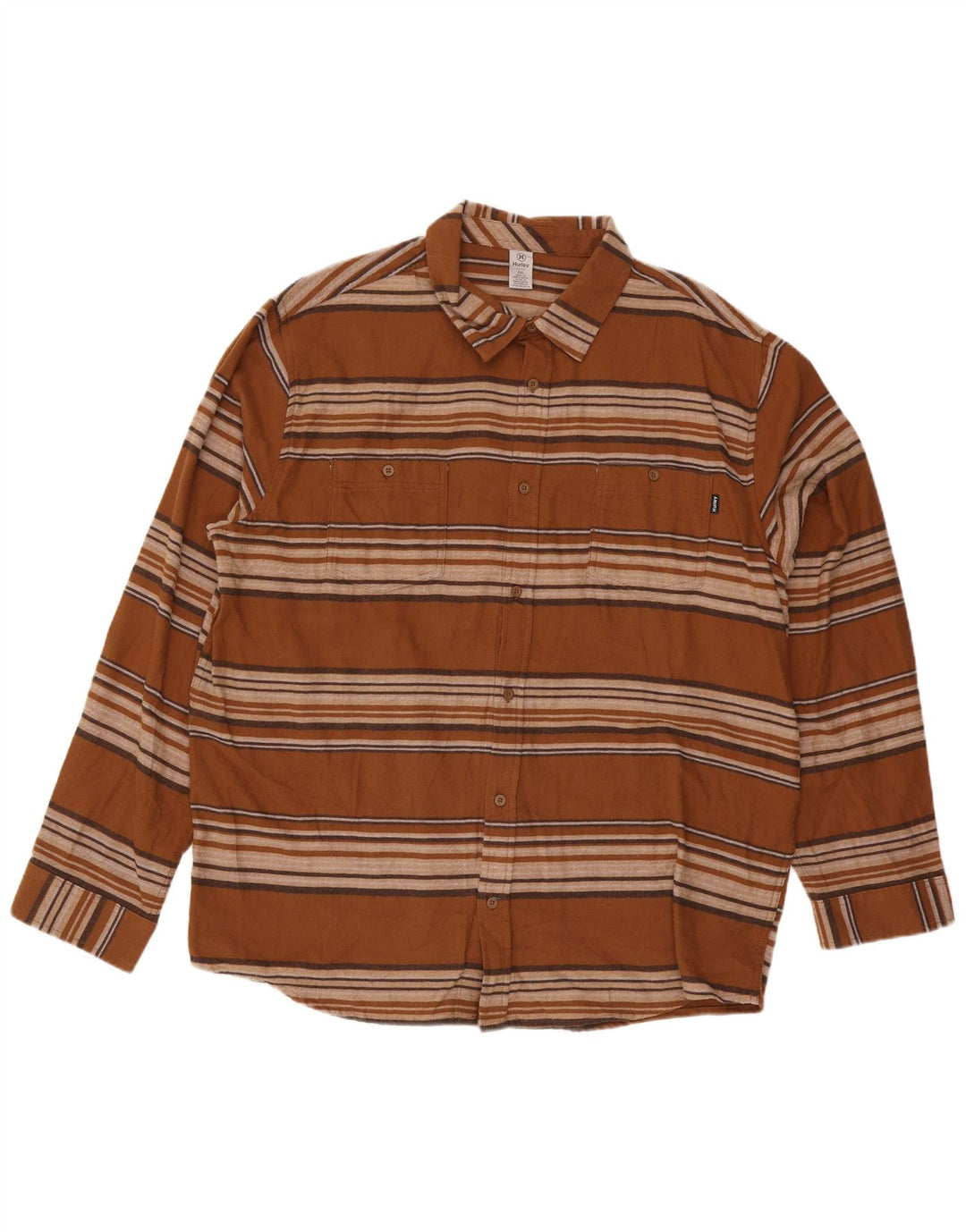 Мужская фланелевая рубашка Hurley 2XL в коричневую полоску