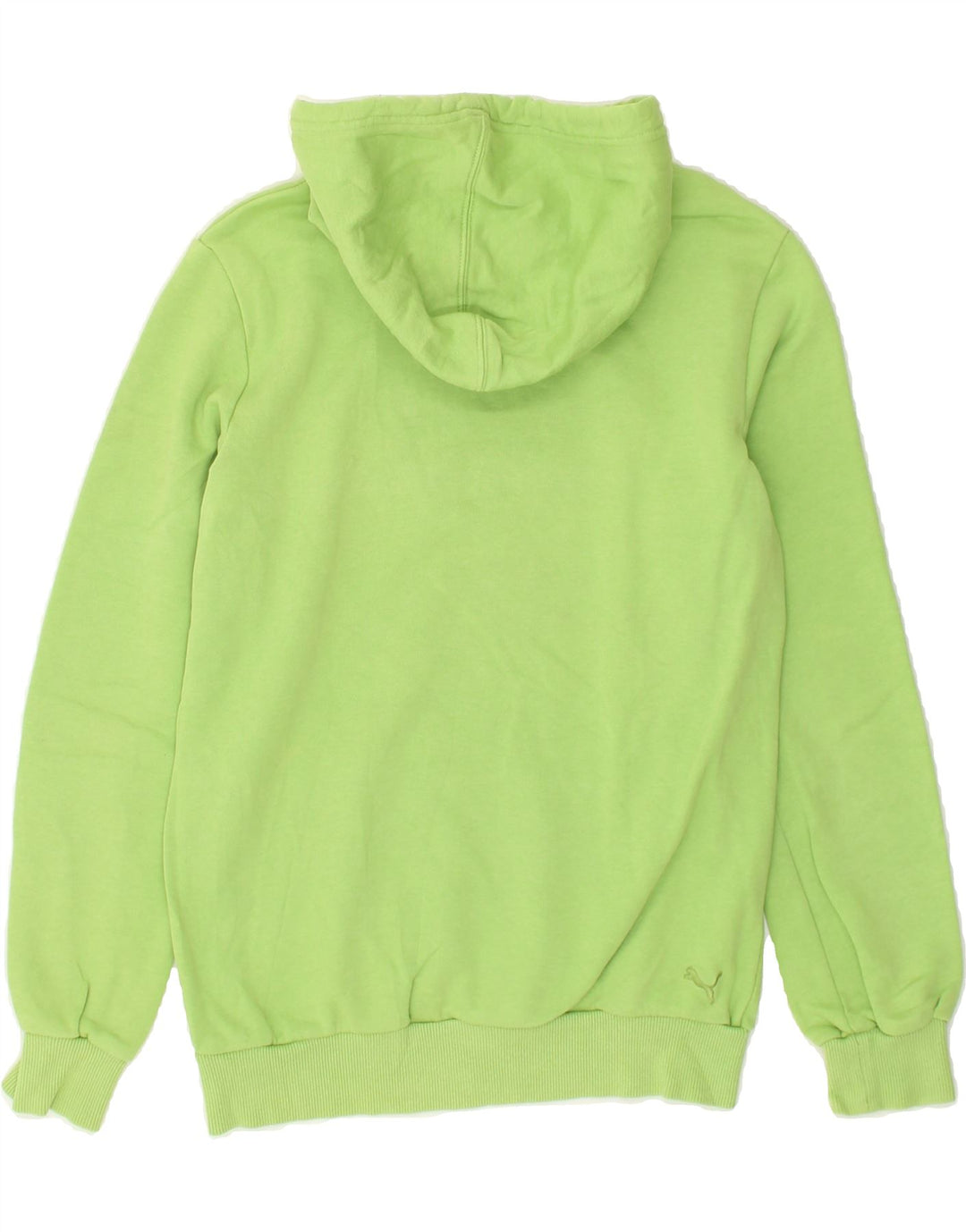 PUMA Womens Graphic Hoodie Jumper UK 12 Medium Green Cotton | Vintage Puma | Thrift | Second-Hand Puma | Used Clothing | Messina Hembry 