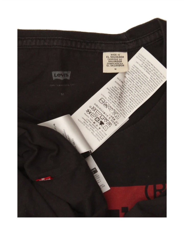 LEVI'S Womens Graphic T-Shirt Top UK 12 Medium Black Cotton Vintage Levi's and Second-Hand Levi's from Messina Hembry 