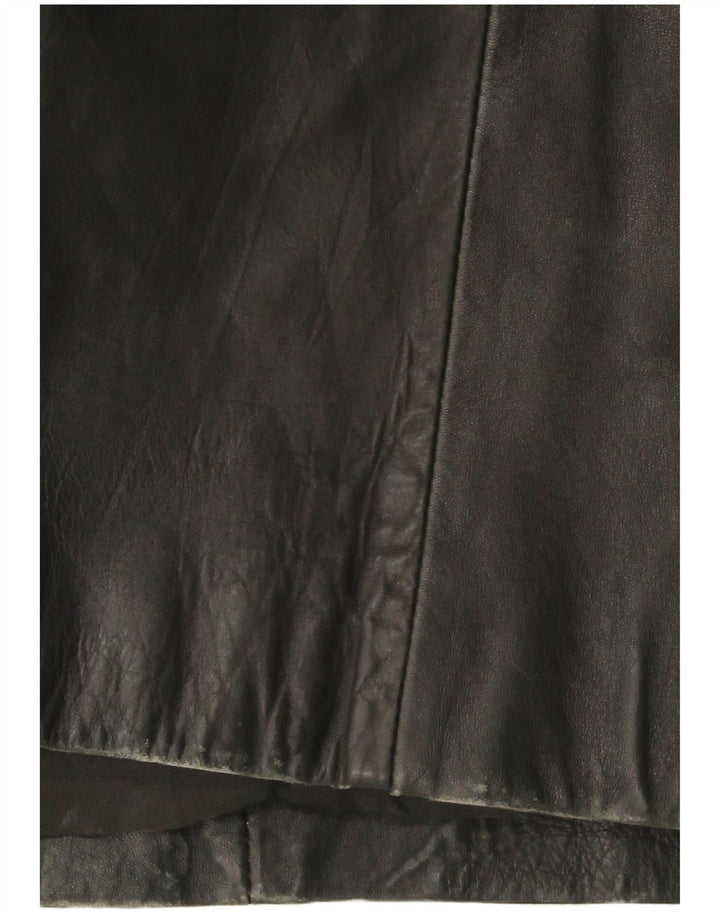 Винтажное женское кожаное пальто UK 18 XL, черное кожаное