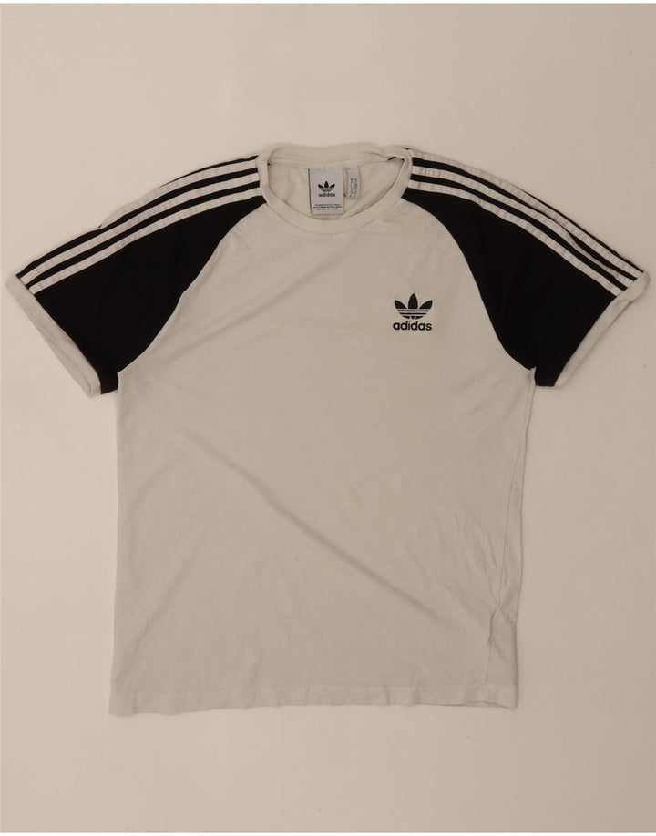 Мужская футболка Adidas Top среднего размера из хлопка с цветными блоками белого цвета
